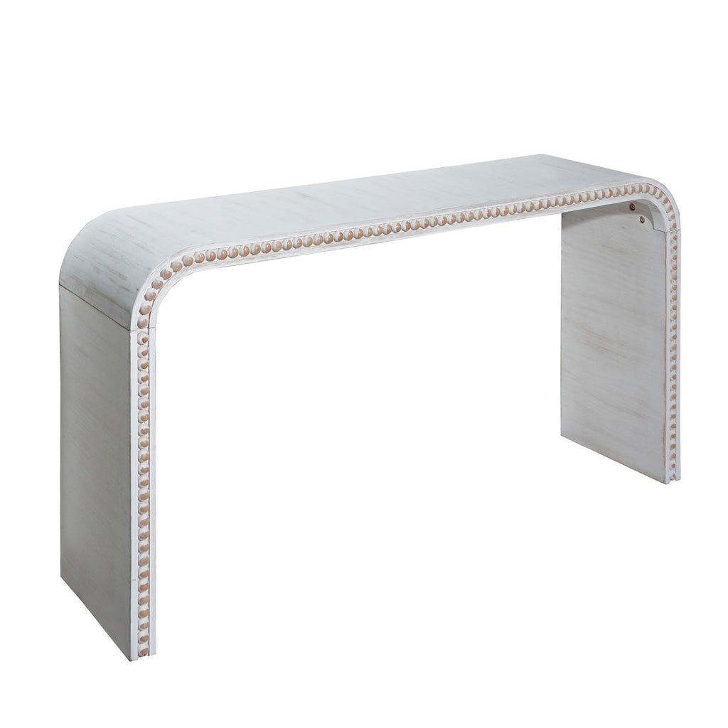 59-Inch Washed White Waterfall Console Table