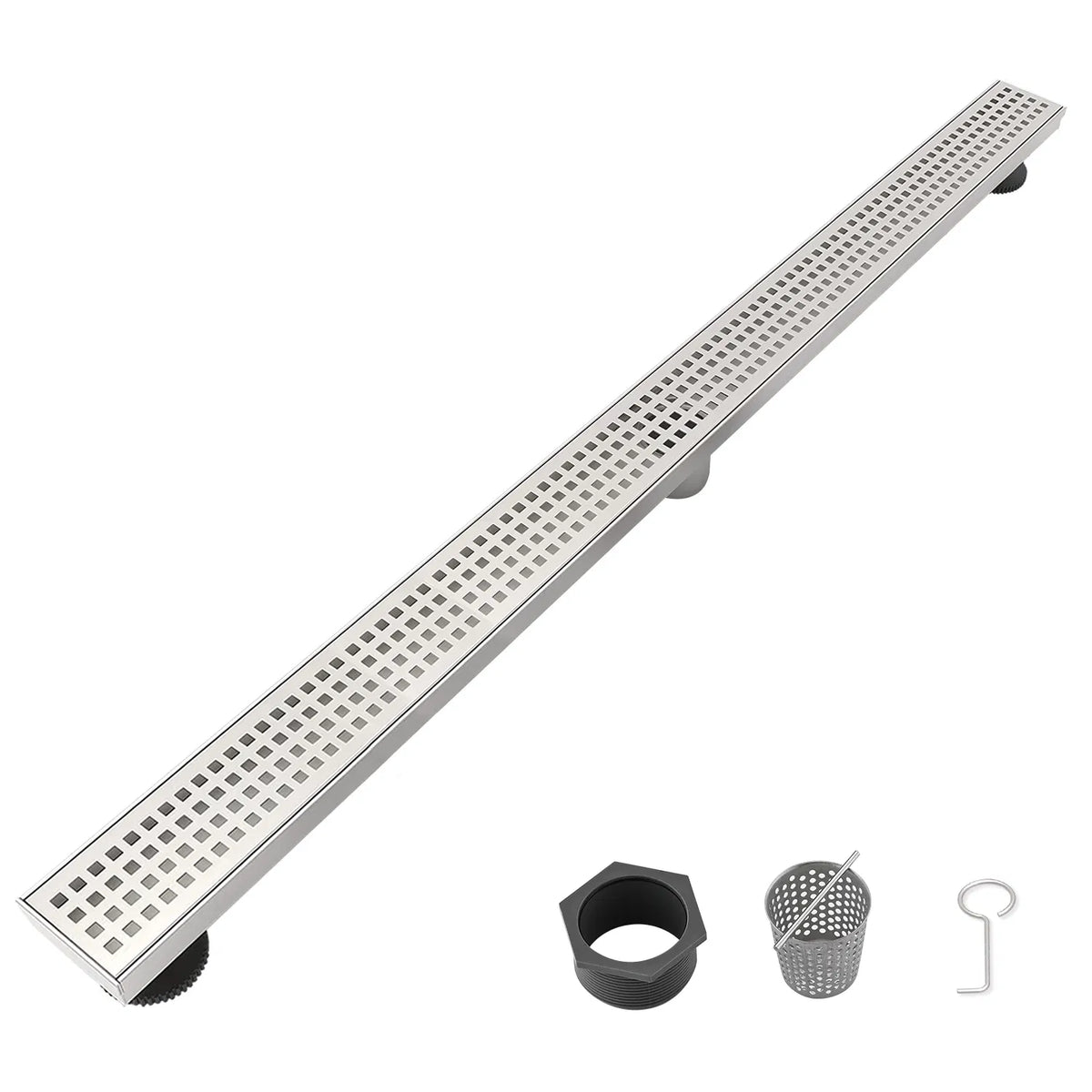 36 Inch Linear Shower Drain with Removable Square Patterned Grate 304 - Image 5