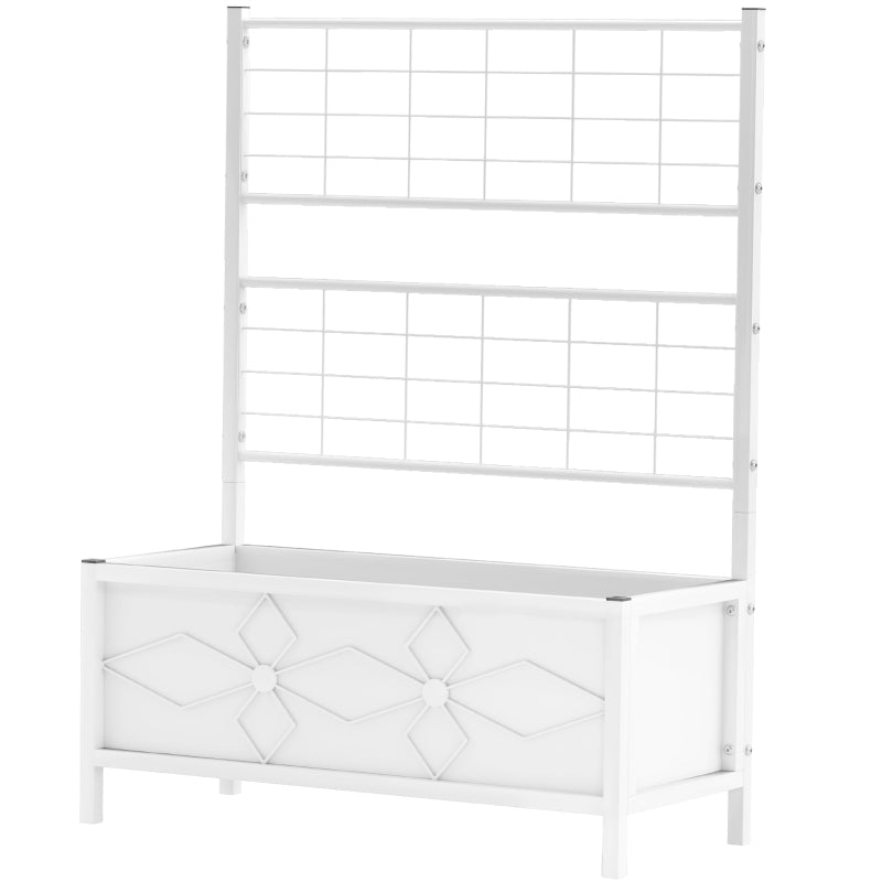 Outdoor Planter Box Galvanized Raised Garden Bed With Trellis For Climbing Vines - Image 4