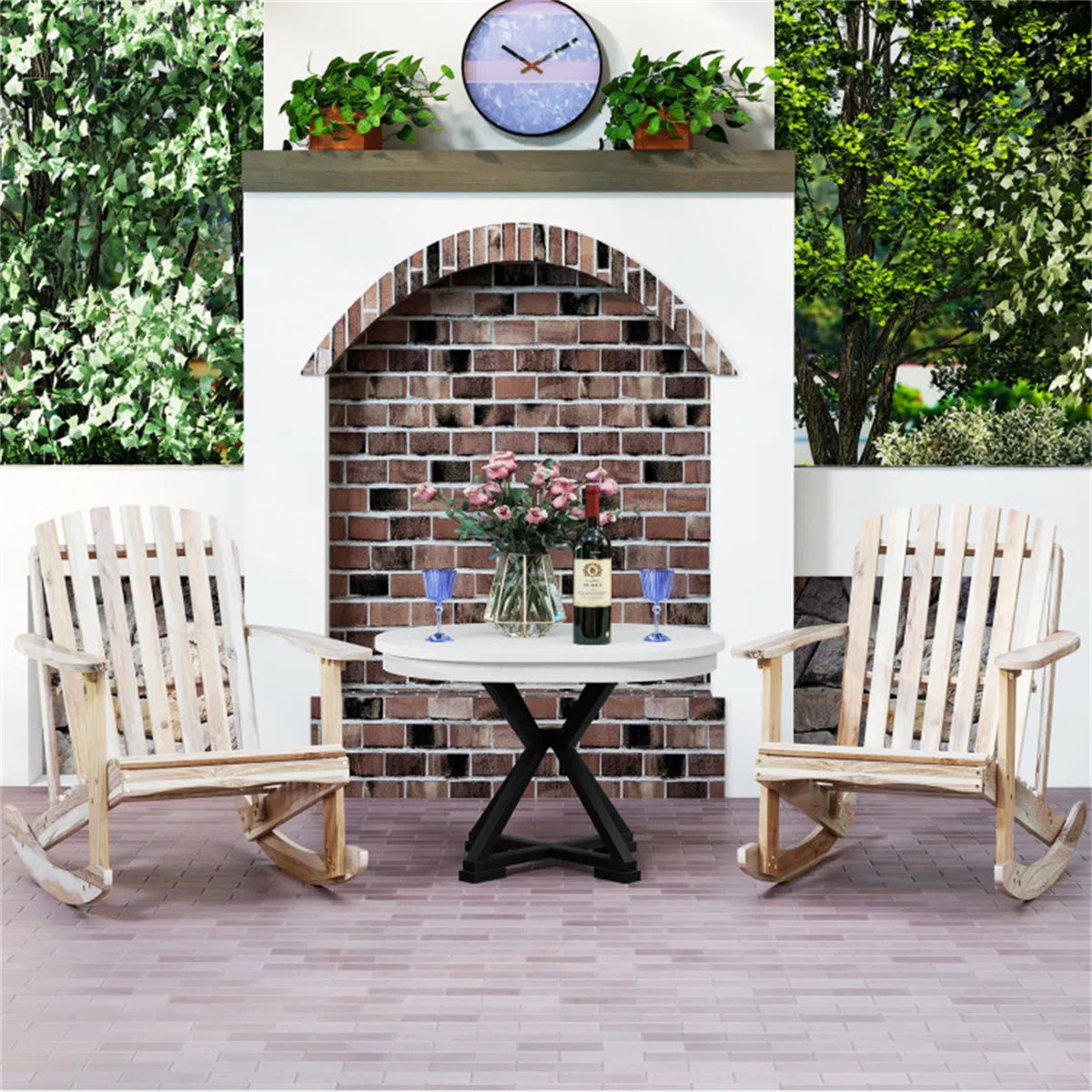 High Fanned Back Outdoor Rocker 4.5" Wide Armrests Soothing Rocking Motion for - Image 2