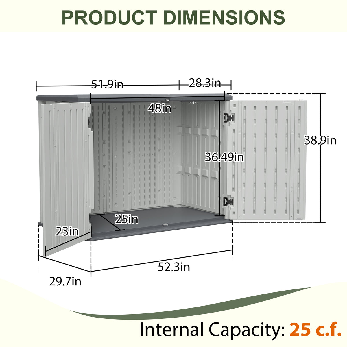 28 Cu.Ft. Horizontal Outdoor Storage Shed