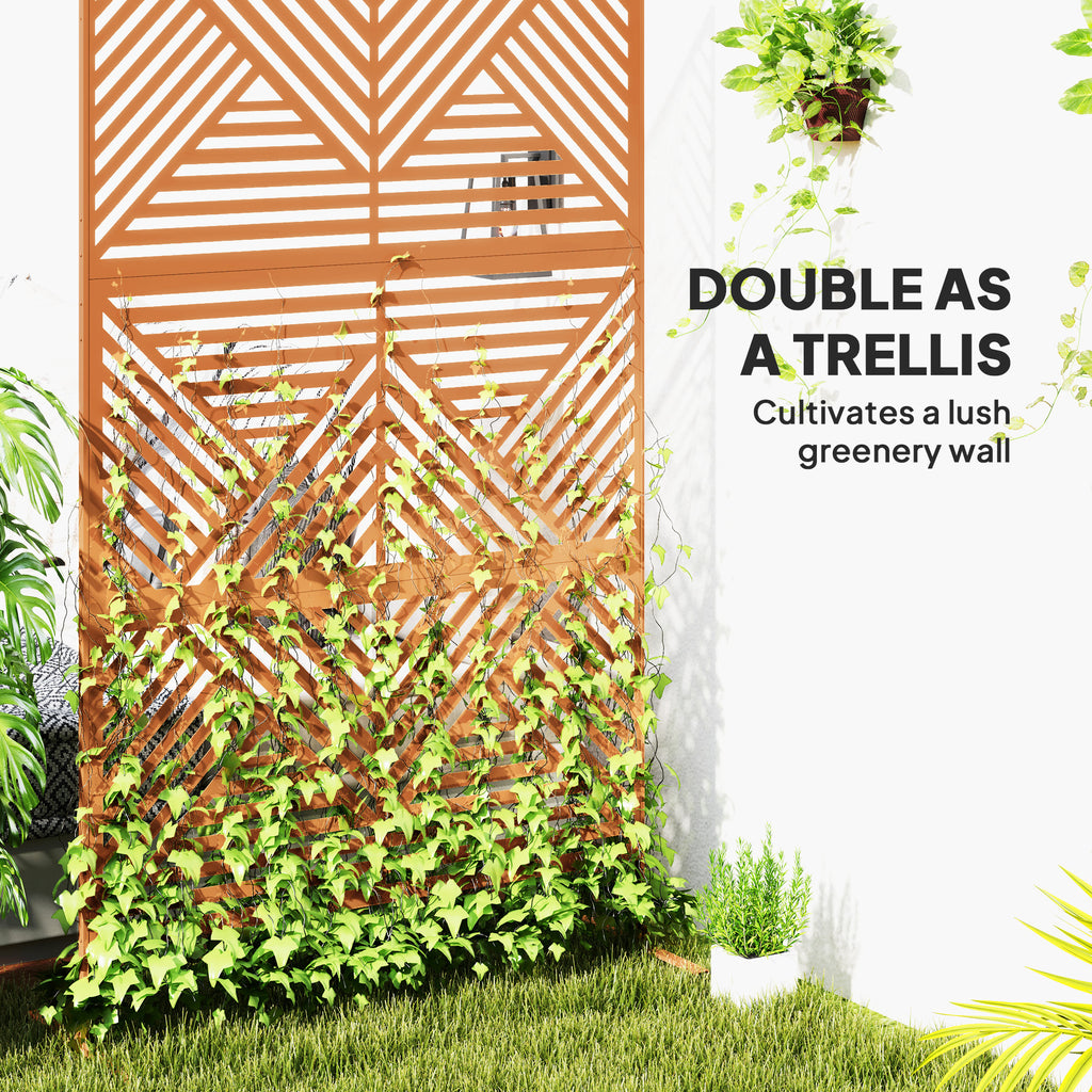 Decorative Metal Outdoor Plant Trellis Screen with Stand Rhombus Pattern (Brown) - Additional Product View Plant Trellis Screen
