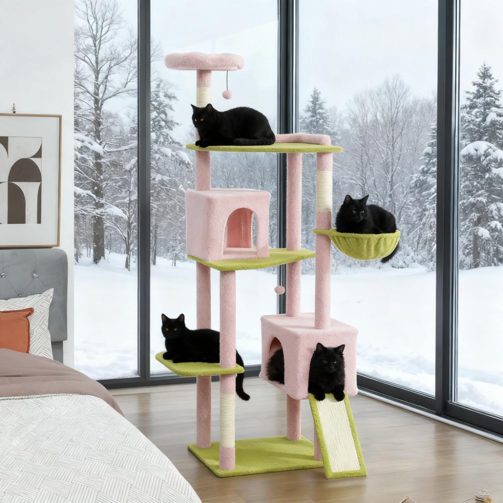 Large Cat Tower with Scratching Post & Board 74" Flower Cat Tree - Image 3