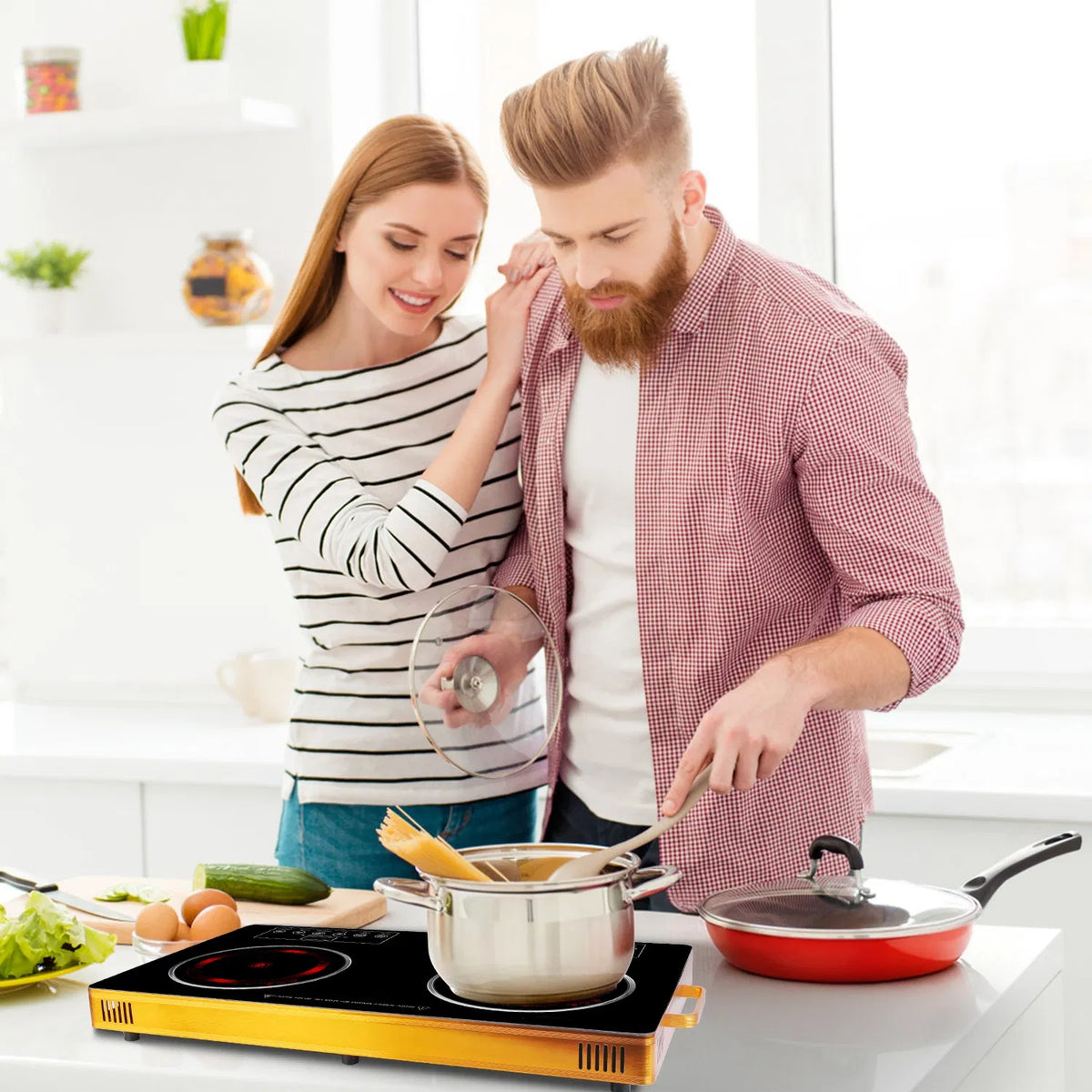 Portable Electric Double Burner 7000W 110V Countertop Hot Plates with Smooth - Image 4
