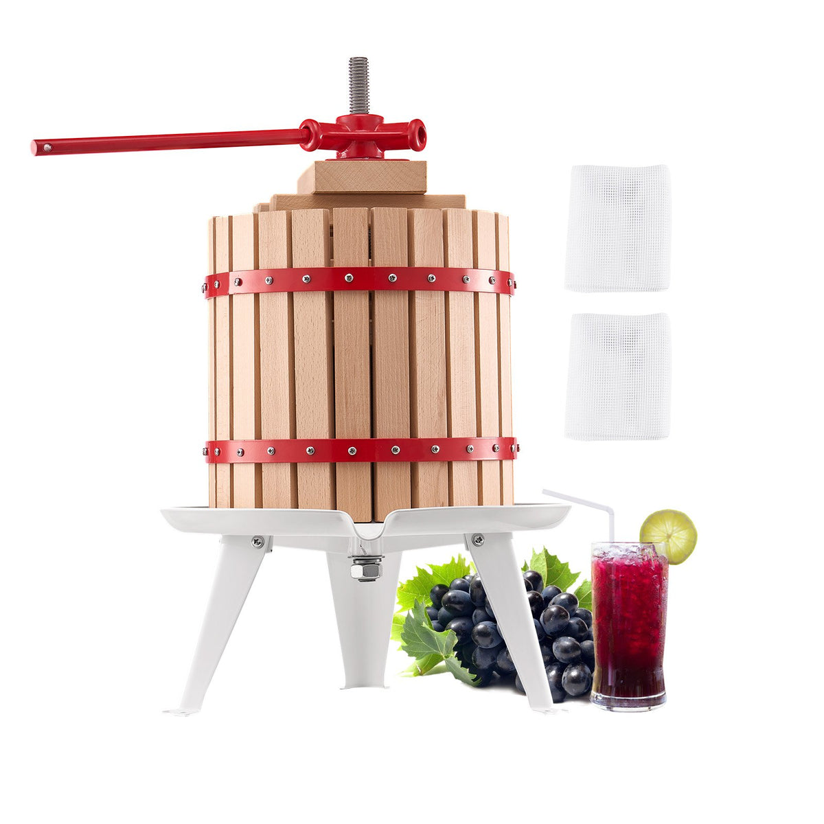 Fruit Wine Press Manual For Making Gal 12L Wood Basket