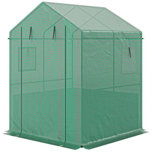 Walk-In Greenhouse with Raised Garden Bed