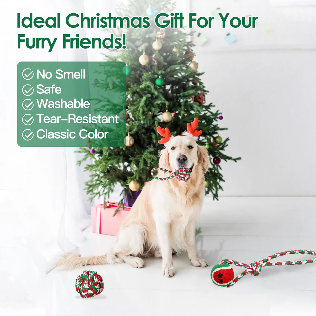 5Pcs Christmas Dog Rope Chew Toys Dog Interactive Toys Set for Puppy Small - Image 3