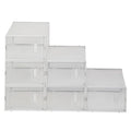 Shoe Storage Boxes 6 Pack Clear Plastic Stackable White - Side Profile and Dimensions