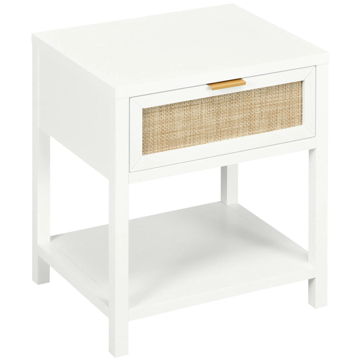 Boho Nightstand Bedside Table with Rattan Drawer and Open Shelf Side End - Image 5