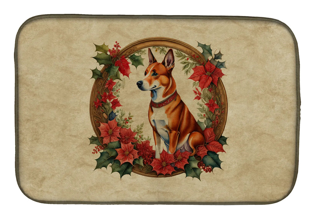 Basenji Christmas Flowers Dish Drying Mat Absorbent Dish Drying Mat Pad for - Image 4