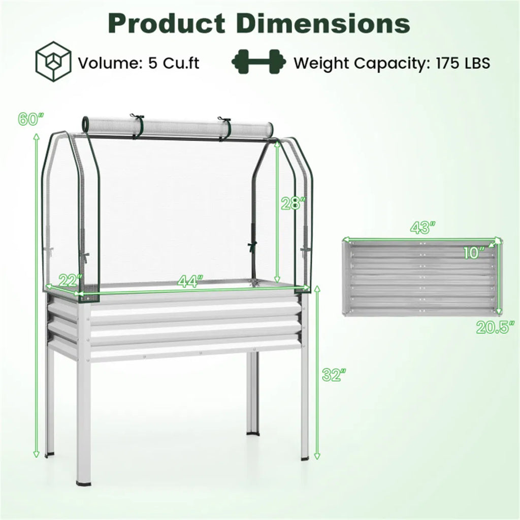 3 in 1 Metal Raised Garden Bed with Mini Greenhouse Cover Elevated Planter Box - Image 2