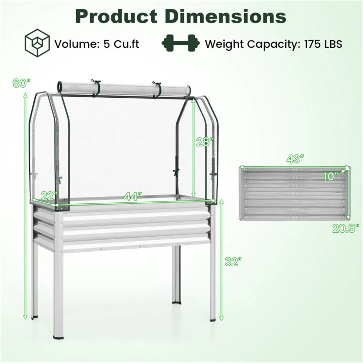 3 in 1 Metal Raised Garden Bed with Mini Greenhouse Cover Elevated Planter Box - Image 2