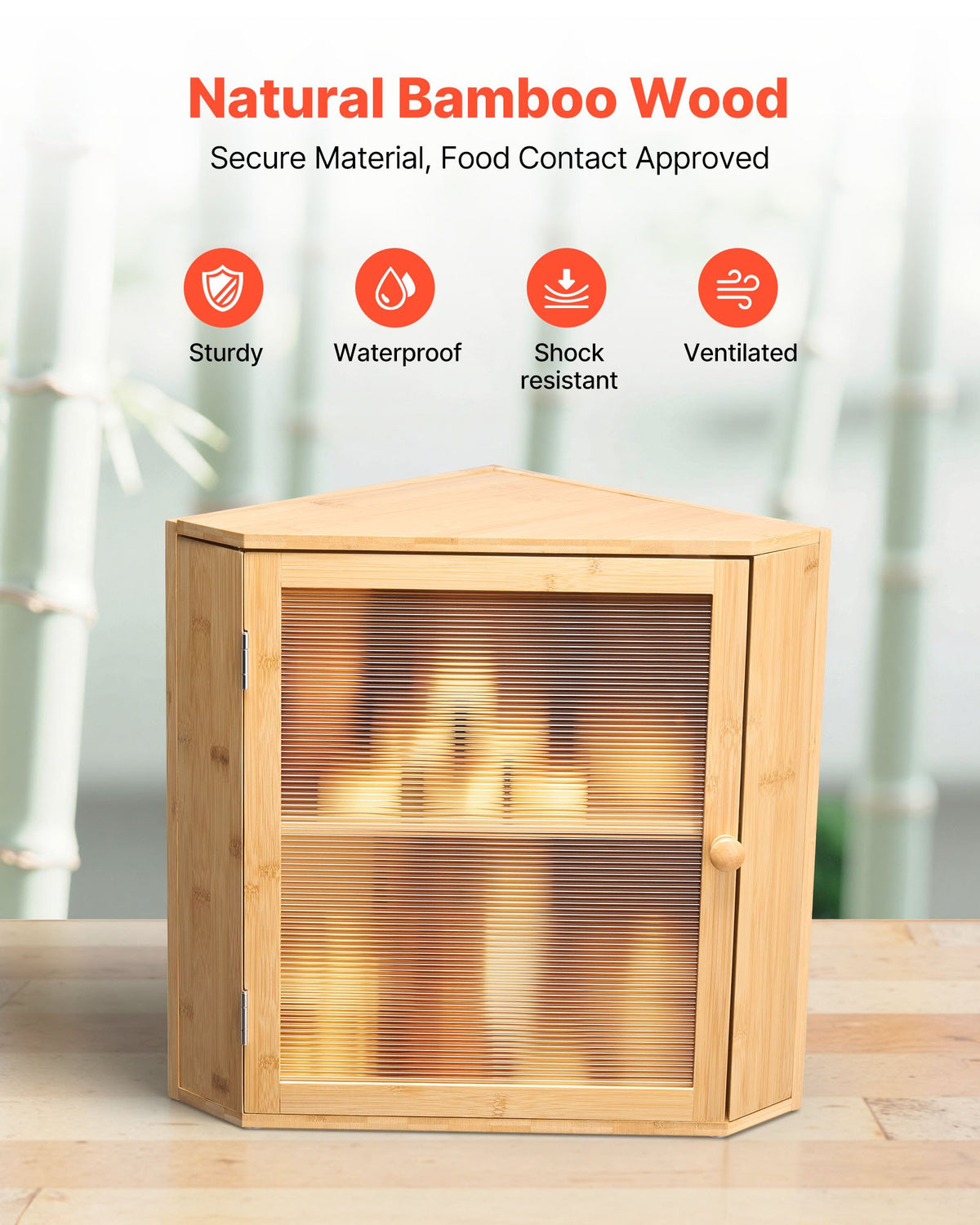 Corner Bread Box For Kitchen Counter Double Layer Bamboo Storage Container - Image 4