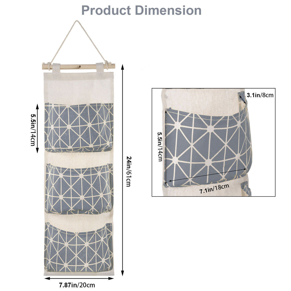 1pc wall mounted storage bag dimensions and features