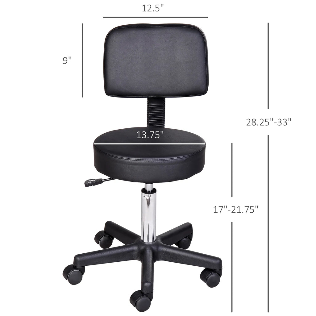 Rolling Stool Comfort: PU Leather Adjustable Swivel Drafting Stool with Back - Image 2