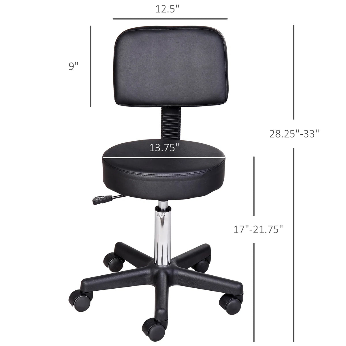 Rolling Stool Comfort: PU Leather Adjustable Swivel Drafting Stool with Back - Image 2