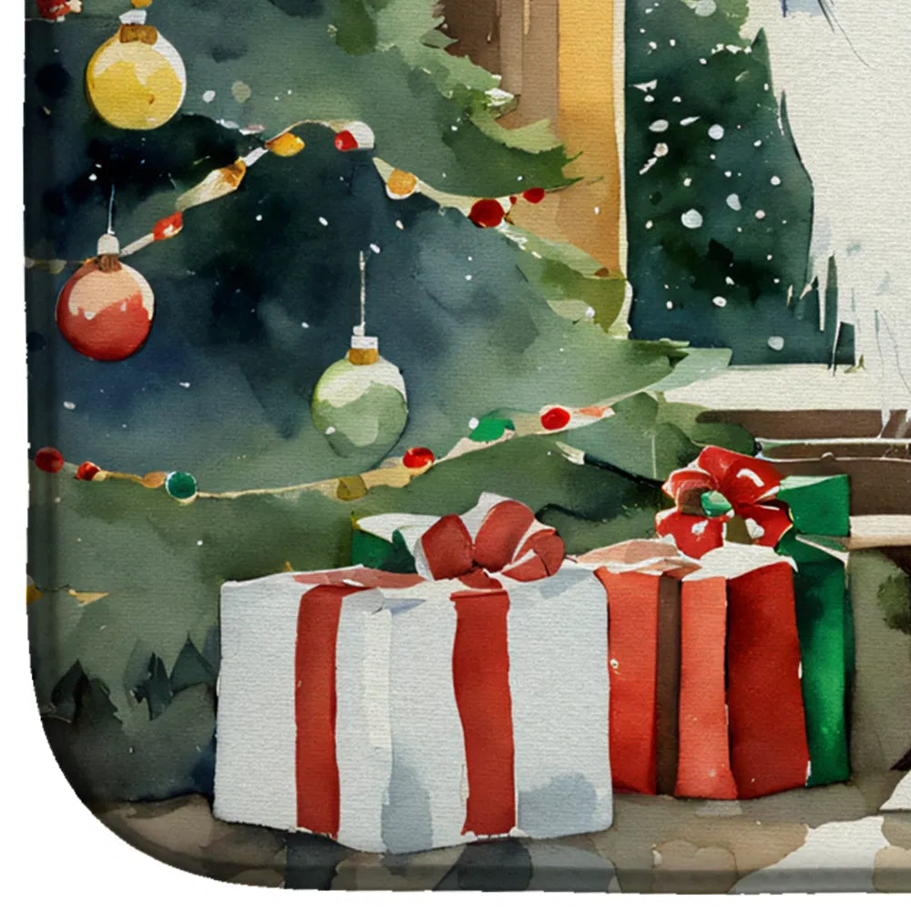 Border Collie Cozy Christmas Dish Drying Mat Absorbent Dish Drying Mat Pad for - Image 4