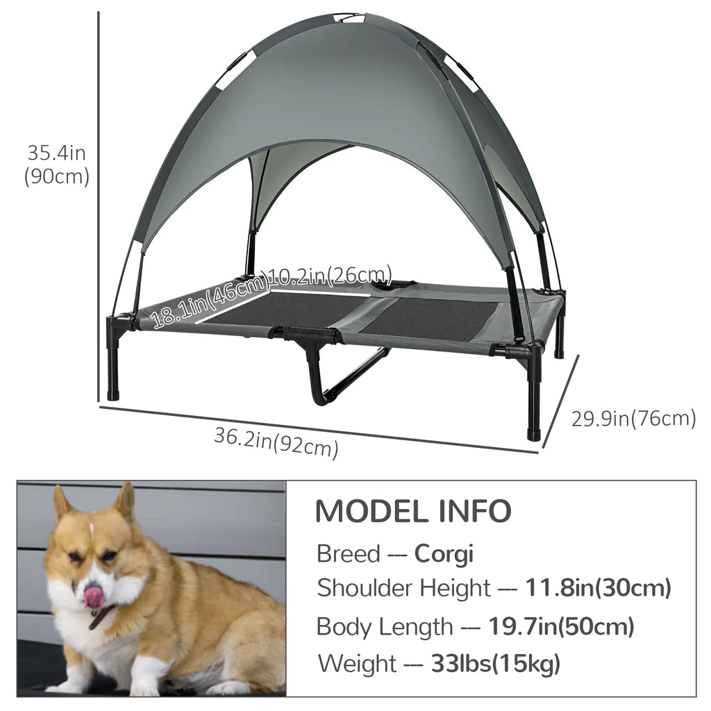 Large Elevated Dog Bed 6.2" L X 29.9" W 36.2" H Foldable Outdoor Cat Dog Canopy - Image 3