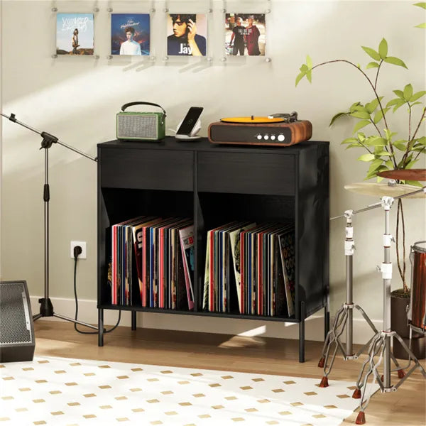 Record Player Storage Stand Customizable Vinyl Compartments Built in - Image 3