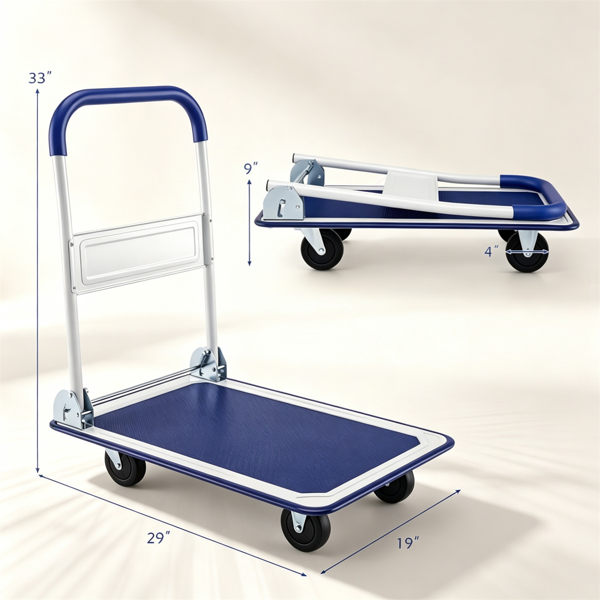 Folding Platform Hand Truck Heavy Duty Metal Push Cart With 330LBS Weight - Image 3