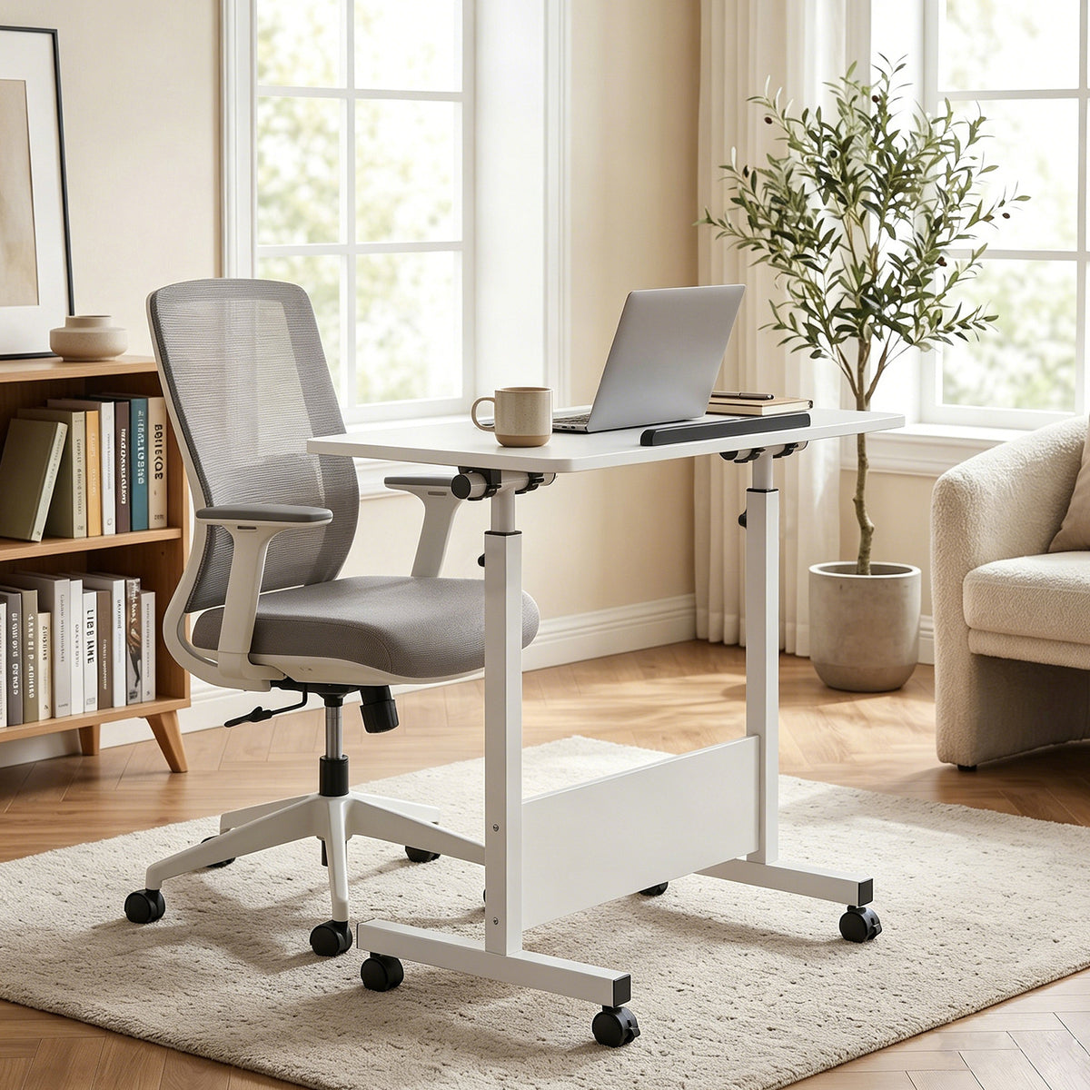 Computer Desk Folding Rolling Multifunction Table With Height Adjustment 90 - Image 3