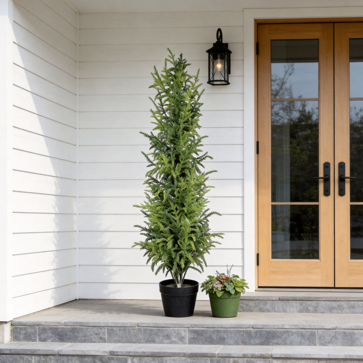 4' Artificial Real Touch Pine Tree in Black Plastic Pot 1pc/set - Image 4
