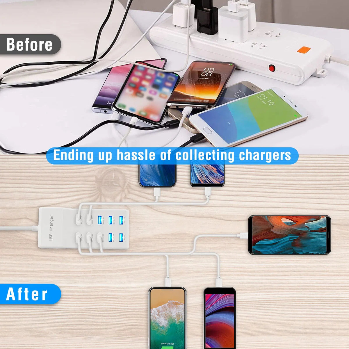 10 Ports USB Charging Station Hub 50W USB Wall Charger Fast Charging Power - Image 3