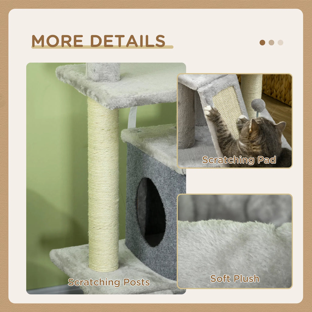 57.5" Cat Tree with Scratching Posts Large Cat Tower for Indoor Cats with Bed - Image 2