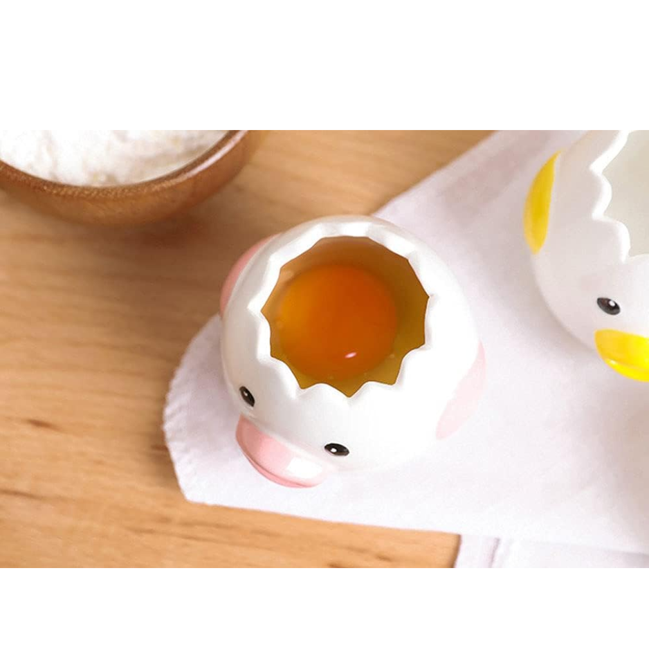LuoCoCo Novelty Ceramic Chicken Egg Yolk Separator Cute Vomiting Egg White