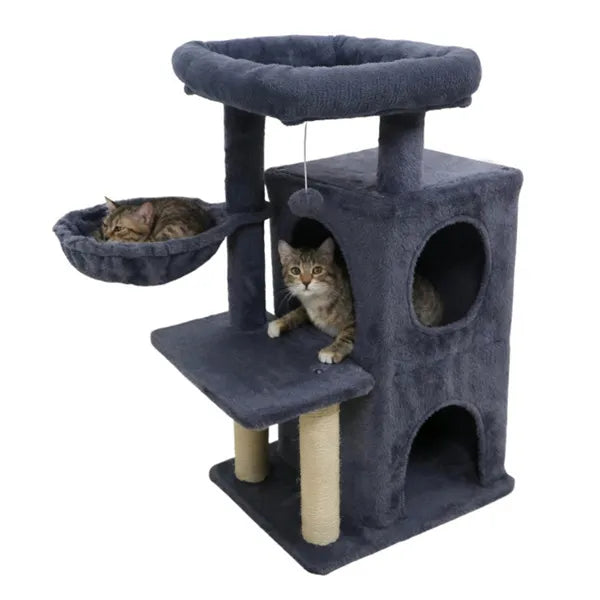 Dark Gray 33.5" Multi Level Cat Tree With 2 Tier Condo Sisal Scratching Posts - Image 3