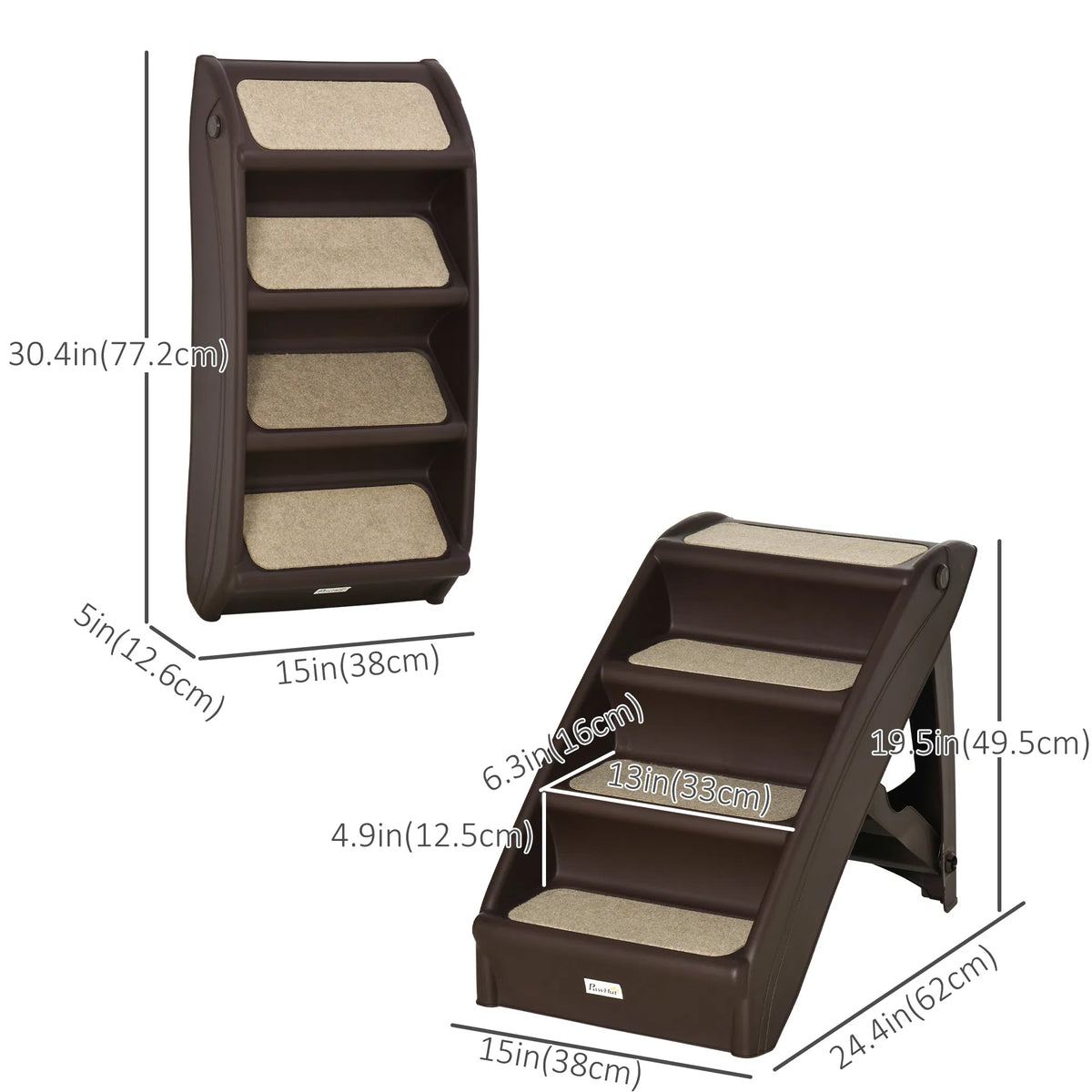 4 Level Portable Pet Stairs Foldable Dog Ramp Lightweight Cat Steps with - Image 2