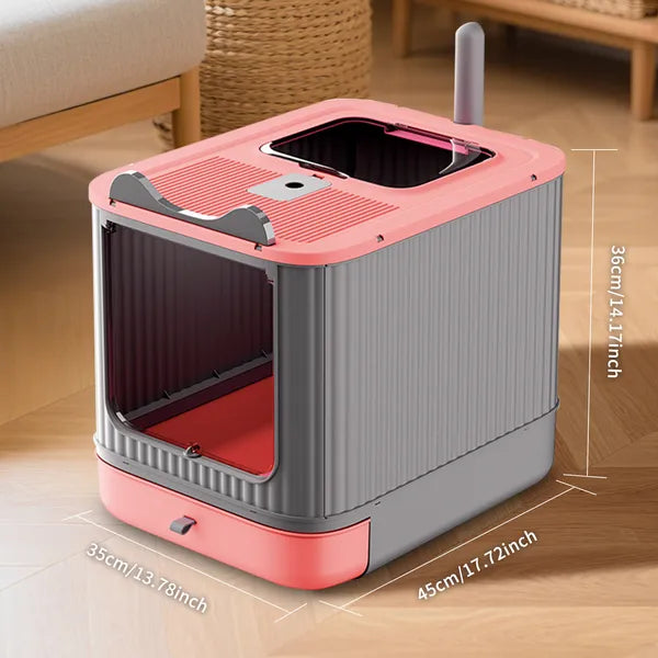 Elevated Leak Proof Elf Pink Cat Litter Box Made Of Sturdy And Durable - Image 4