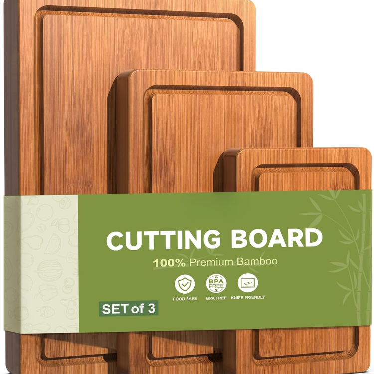 3 Piece Carbonized Bamboo Cutting Board Set Deep Carbonized Chopping Boards - Image 2