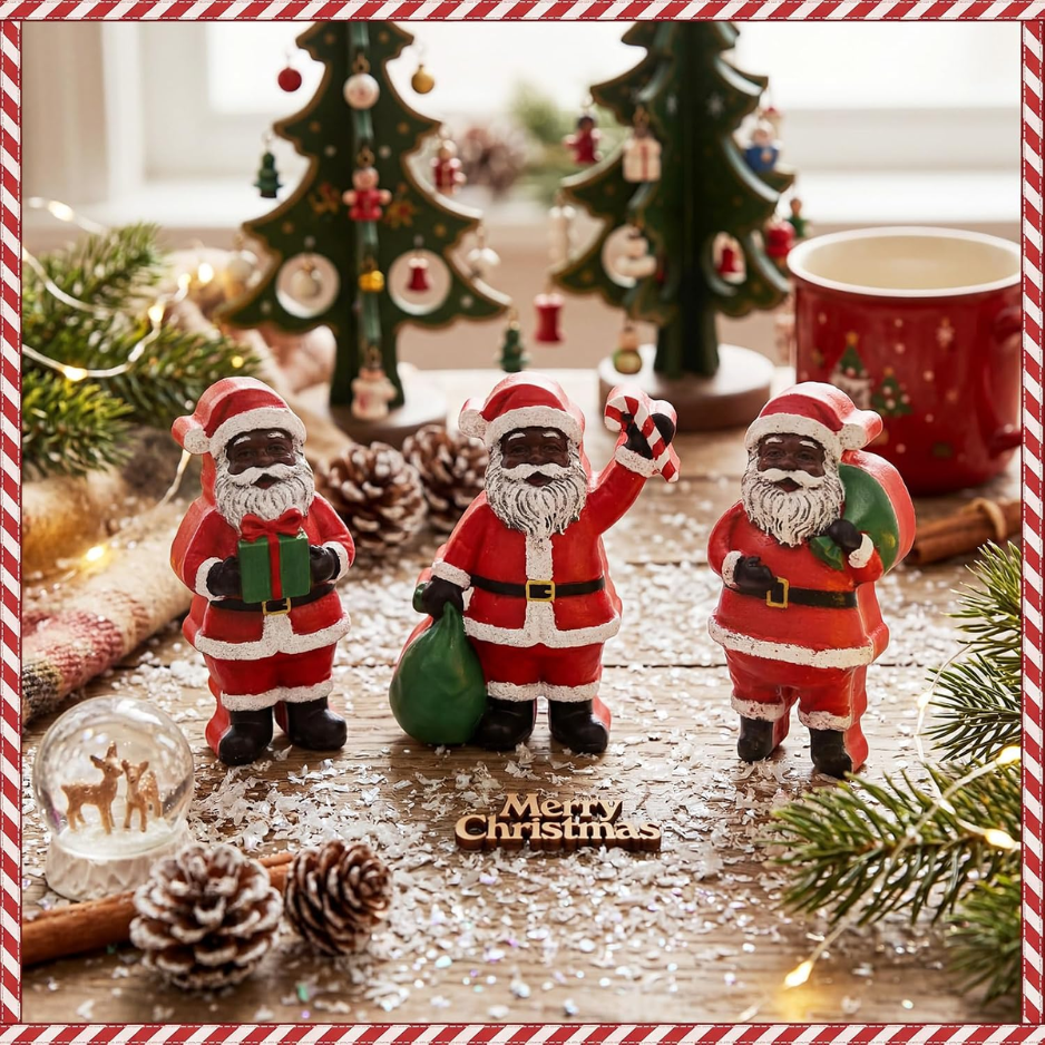 Wooden Figurine Table Decorations Black Santa Wooden African American Table - Image 4