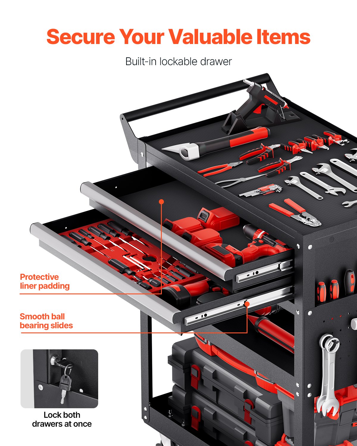 5 Tier Tool Cart With Wheels 400 Lbs Load Capacity Rolling Work Cart - Image 3