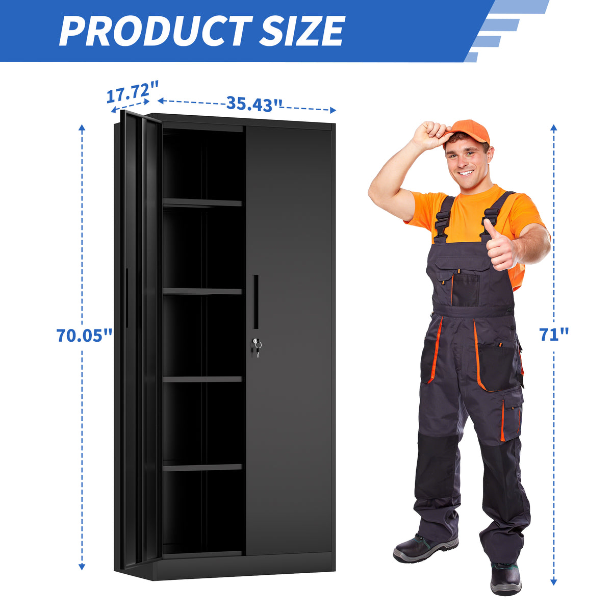 71H Metal Garage Storage Cabinet - Image 3
