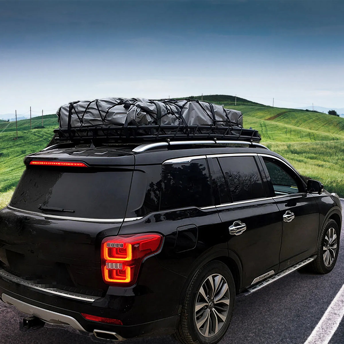 63x39x6.3in Universal Roof Rack Cargo Carrier Car Top Luggage Holder Basket - Image 2