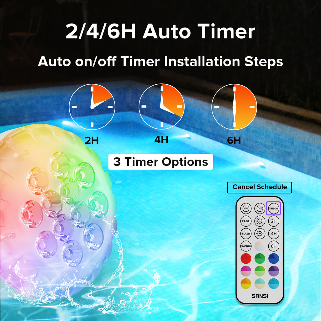 SANSI IP68 Waterproof RGB Pool Light Summer Rechargeable 20Hrs Outdoor LED - Image 3