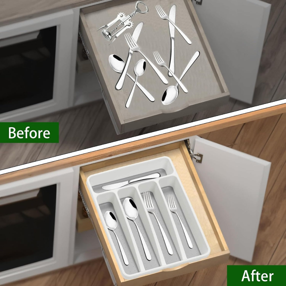compartment white silverware organizer plastic packaging and components