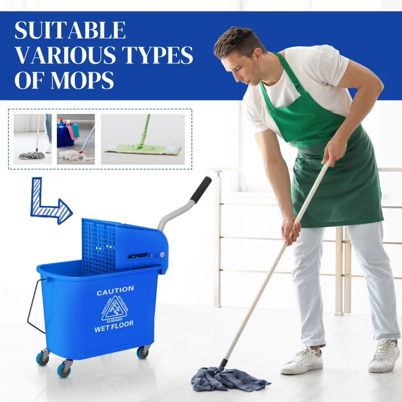 Compact Mop Bucket With Wringer On Wheels For Floor Cleaning 21 Quart - Image 4