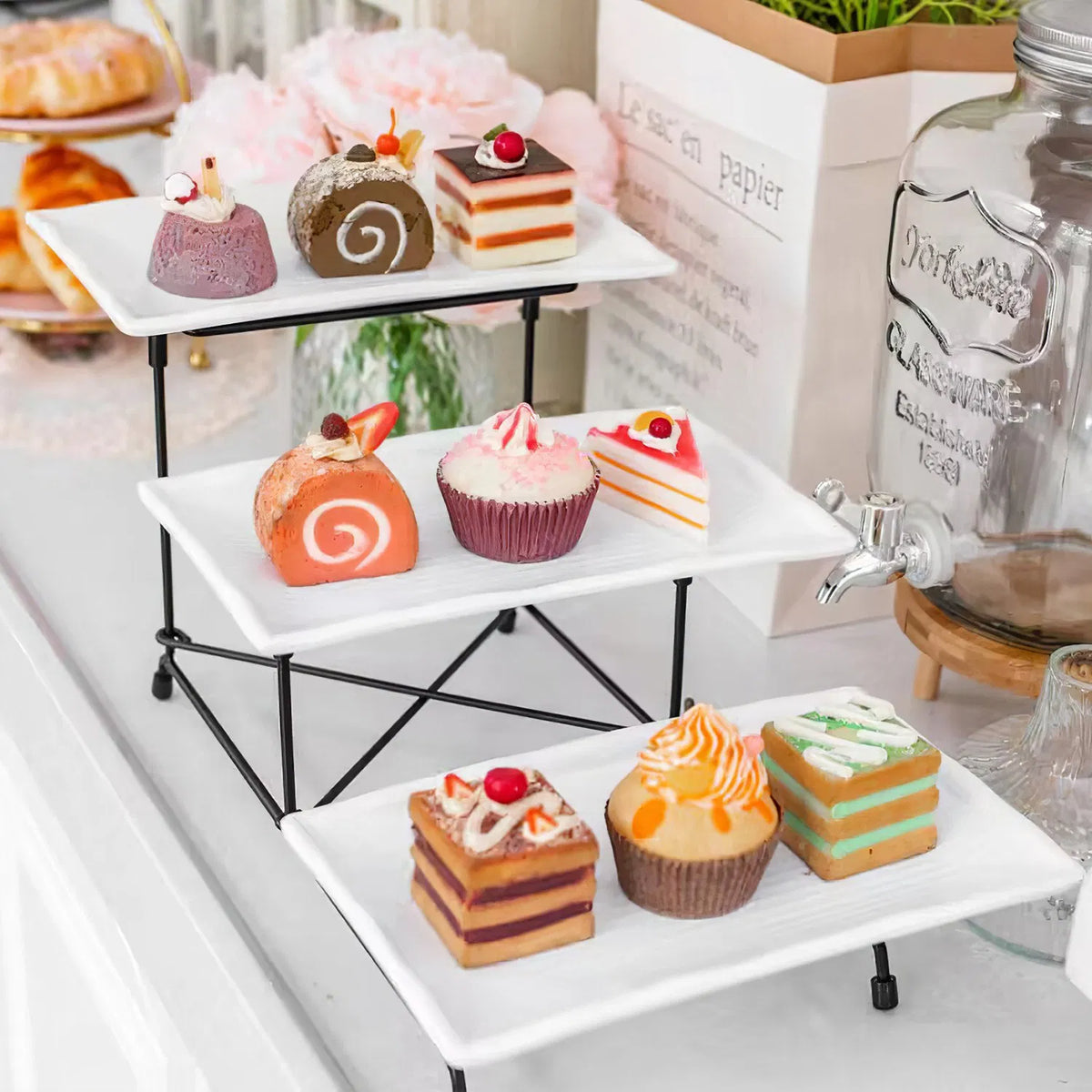 3 Tier Plastic Serving Tray Dessert Server Display Serving Stand Dinnerware - Image 2