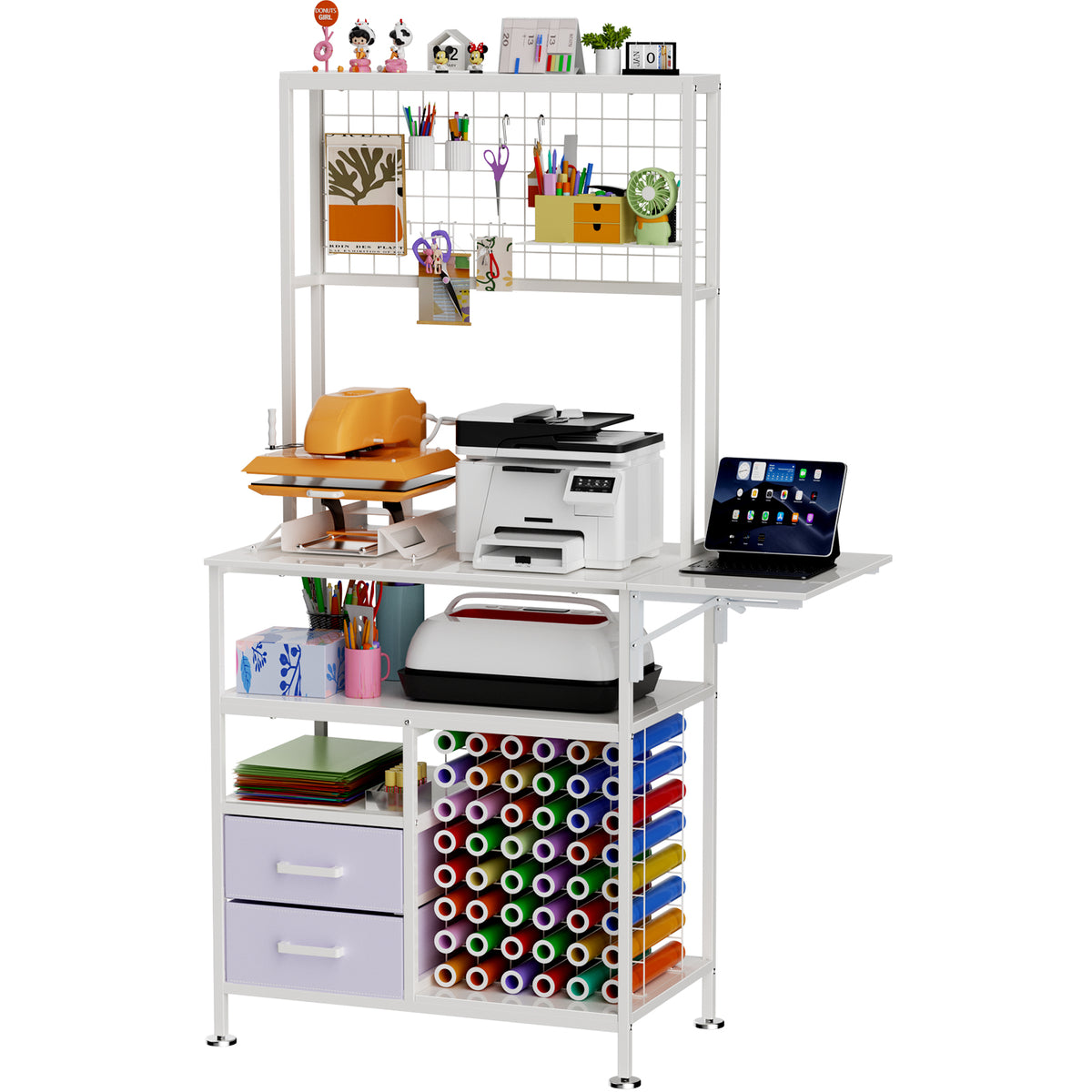 Large Foldable Heat Press Table With Storage Pegboard And Hooks Heat Press - Image 4