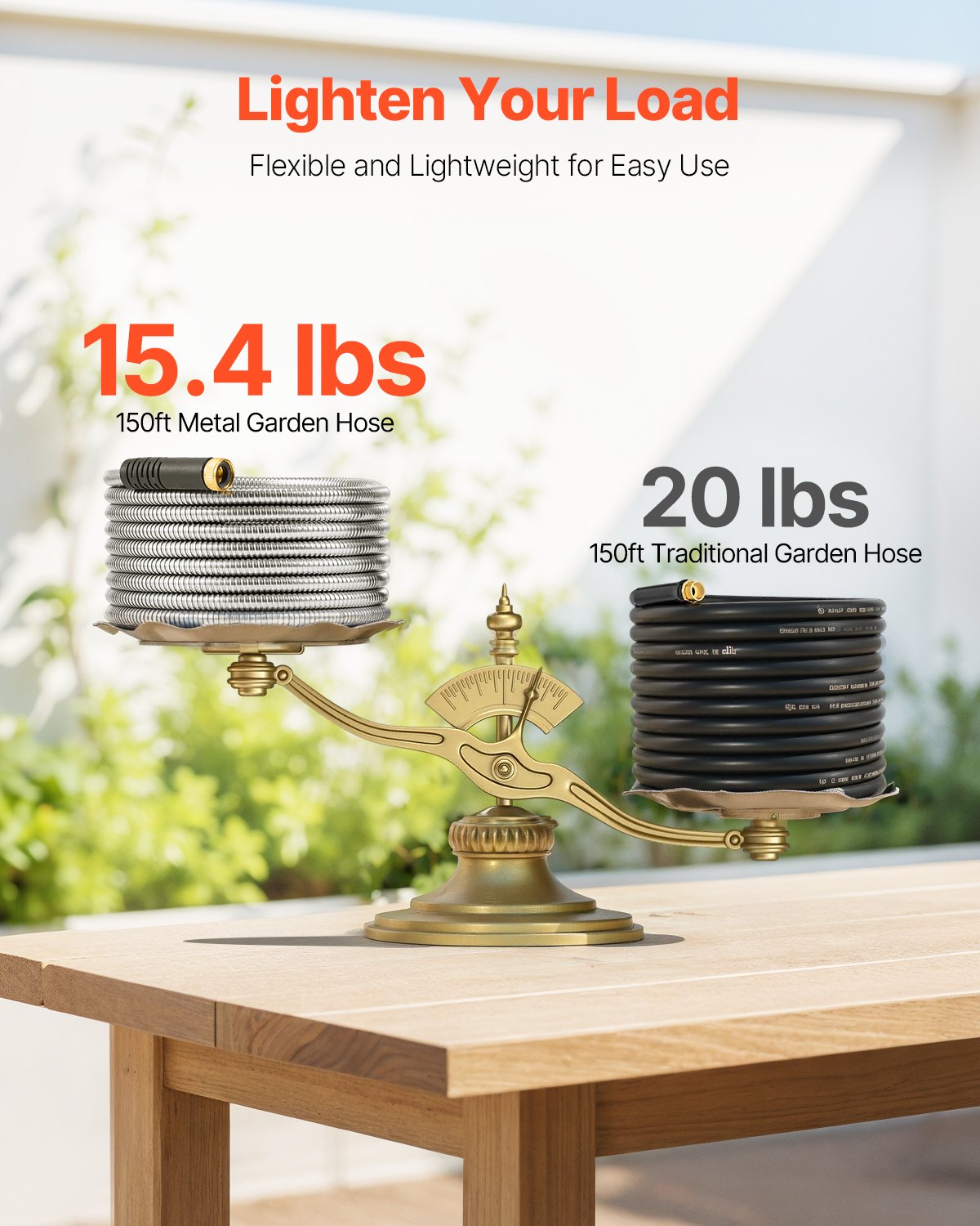 150ft metal garden hose water dimensions and features