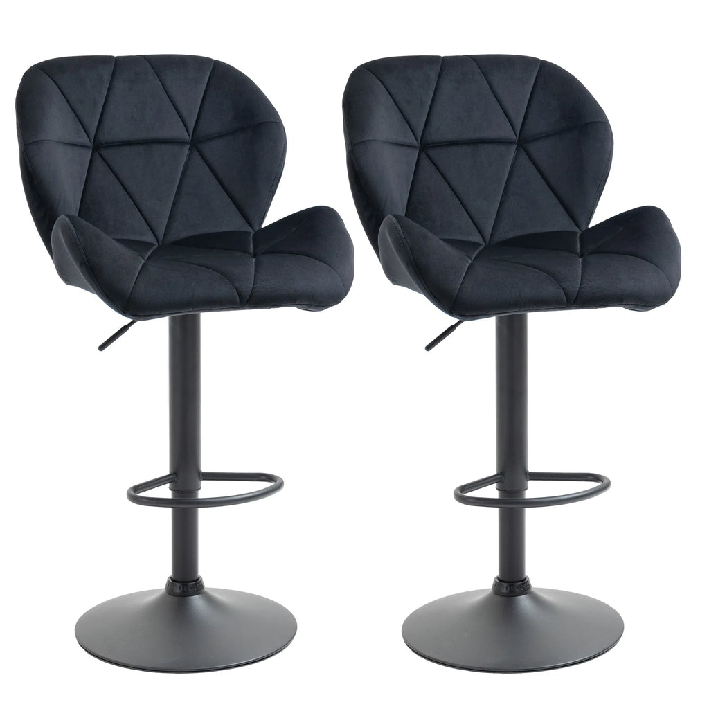 Bar Stool Set of 2 Fabric Adjustable Height Armless Upholstered Counter Chairs - Image 5