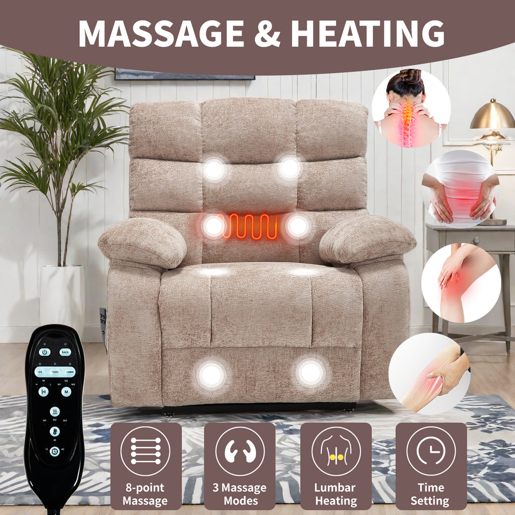 Lift Recliner Chair Heat Massage Dual Motor Infinite Position Up to 350 LBS - Image 2