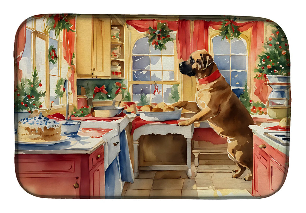 Mastiff Christmas Cookies Dish Drying Mat Absorbent Dish Drying Mat Pad for - Image 2