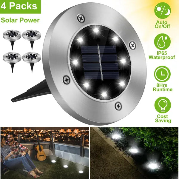 4Pcs Solar Powered Ground Light Outdoor IP65 Waterproof Buried In Ground Lamp - Image 2