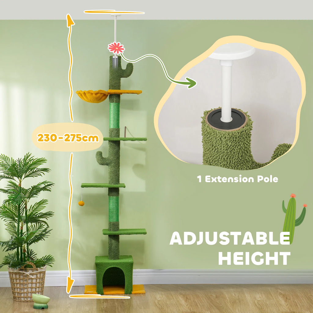 Floor to Ceiling Cat TreeTower with 90.5" 108" Adjustable Height Scratching - Image 3