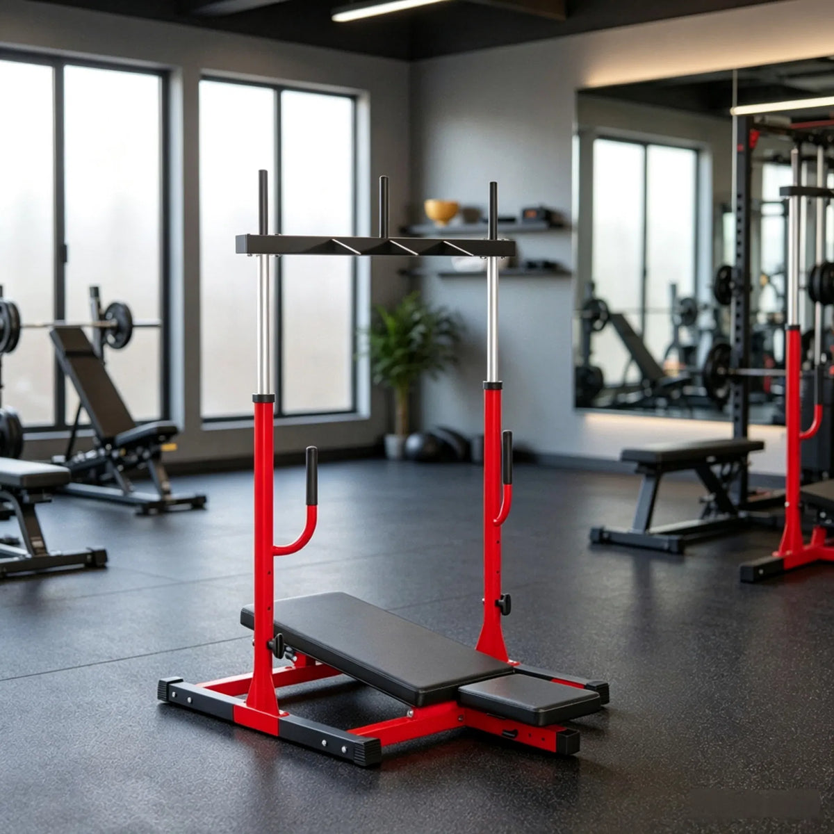 Heavy Duty Red Vertical Leg Press Machine with Adjustable Leg Back & Head - Image 4