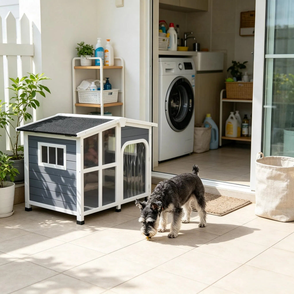 Large Dog House Cabin Style Wooden Pet Shelter with Openable Roof And Giant - Image 4